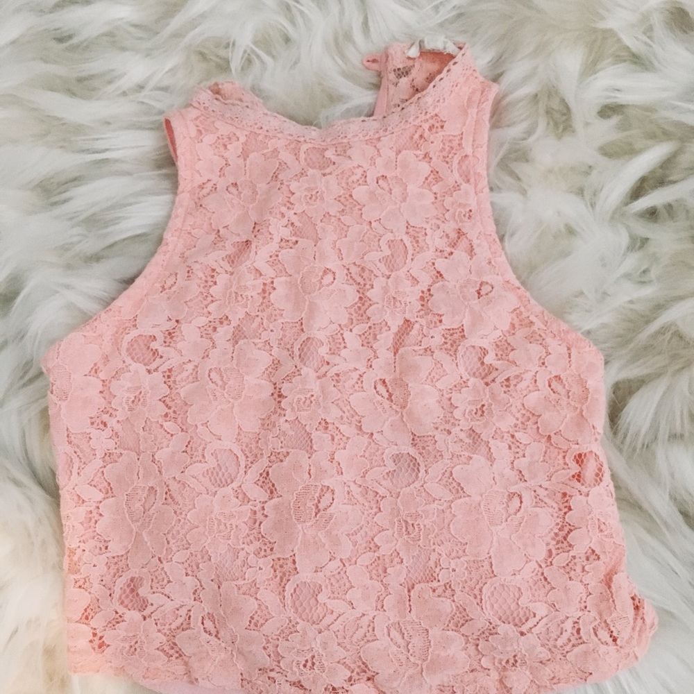 Pink Lace Crop Top